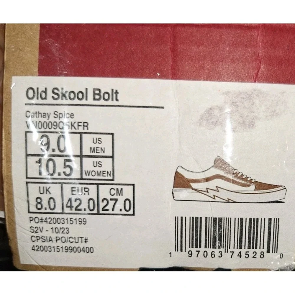 Vans Men Sz‎ 9 Old Skool Bolt Suede Sneaker Cathay Spice Brown Wheat Rare